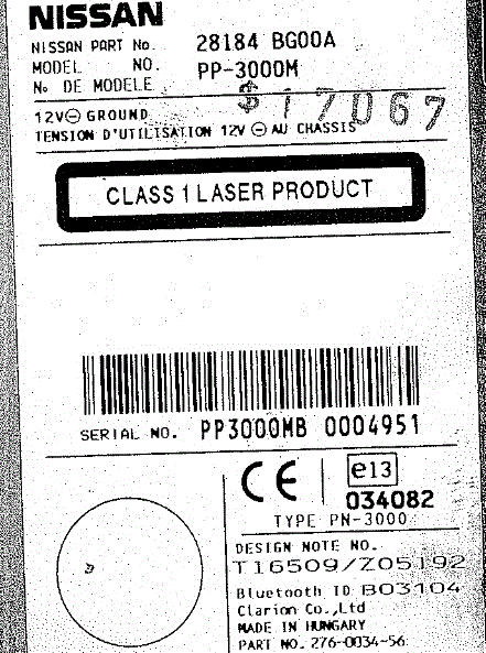 Nissan micra radio security code