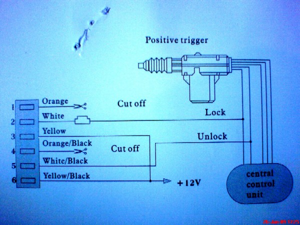 Central locking wiring for Honda Civic from LF-Q025A alarm ... honda civic central locking wiring diagram 