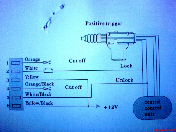 Central locking wiring for Honda Civic from LF-Q025A alarm system