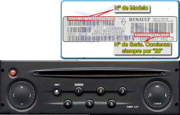 CD Radio Renault Clio II Autoradio + Code 8200409475