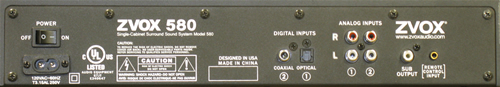 ZVOX Z-Base 580 Sound Bar - Back