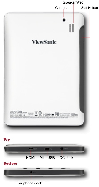 ViewSonic ViewPad 7e Tablet - Back