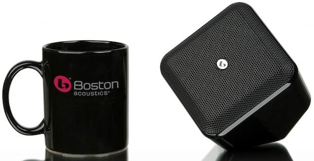 Boston Acoustics SoundWare S Speaker next to mug