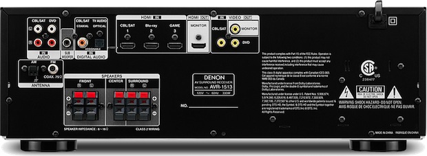 Denon AVR-1513 5.1-Channel A/V Receiver - back