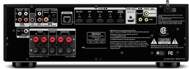 Denon AVR-1713 5.1-Channel A/V Receiver - back