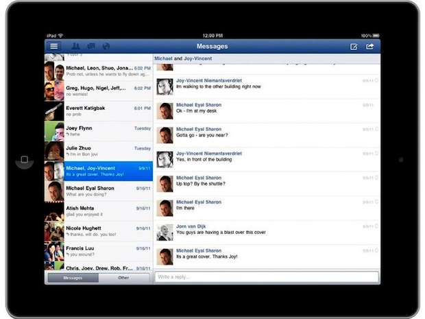 Facebook iPad App - messages