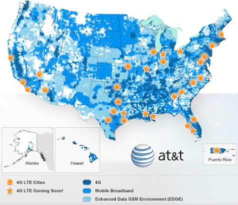 AT&T 4G LTE Coverage - March 2012
