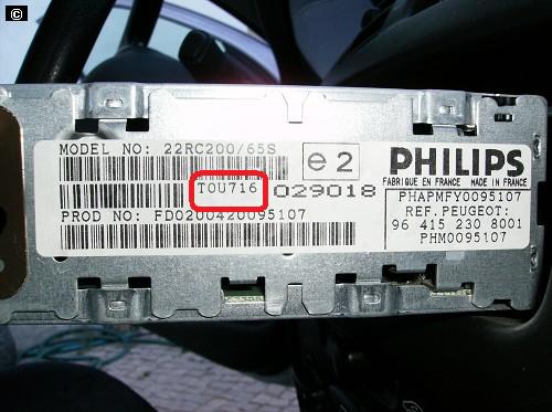 Code for PEUGEOT 306 Philips RB1 - ecoustics.com