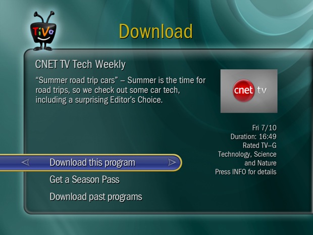 TiVo - Download CNETTV