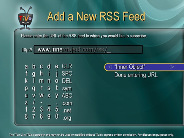 TiVo - Add RSS Feed