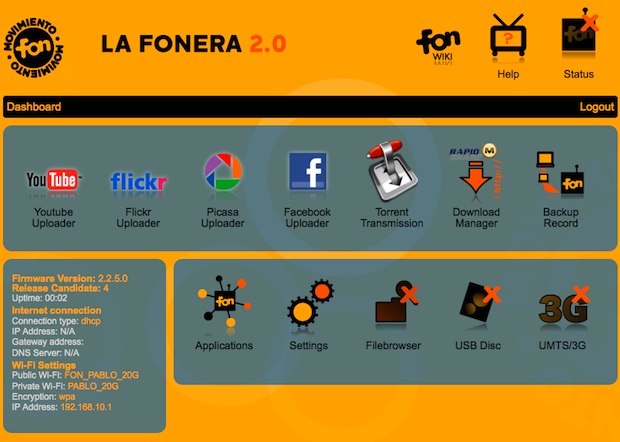 Fonera 2.0n Wi-Fi Router Web Interface