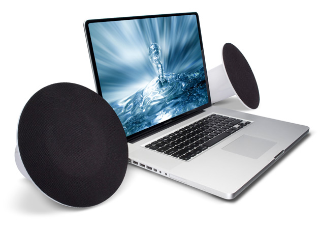 LaCie Sound2 Speakers with Laptop