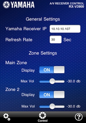Yamaha Network AV Receiver Settings Control App for iPhone