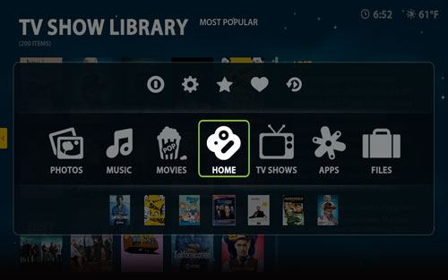 Boxee Screenshot Global Menu