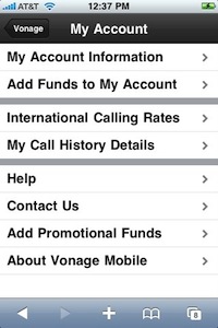 Vonage World Mobile for iPhone