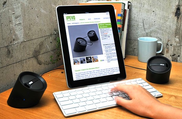 IPEVO Tubular Wireless Speakers with iPad