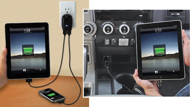 Scosche reVIVE II Dual USB Car and Home Chargers for iPad in use