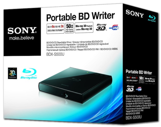 Sony BDX-S500U External Blu-ray Writer Packaging