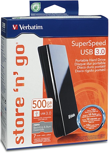 Verbatim Store 'n' Go USB 3.0 Portable Hard Drive Packaging