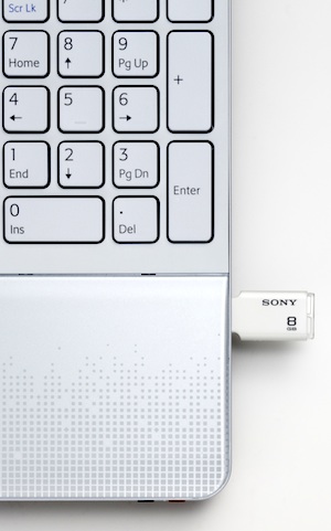 Sony Microvault Style USB Drive Plugged Into Laptop