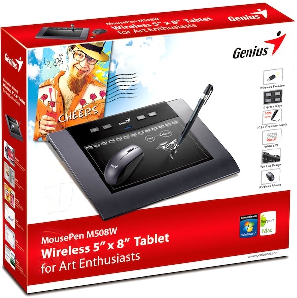 Genius M508W Graphic-Design Wireless MousePen - Packaging