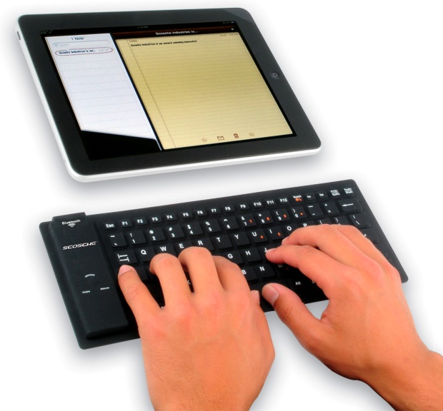 Scosche freeKEY Flexible Wireless Keyboard - Typing on iPad