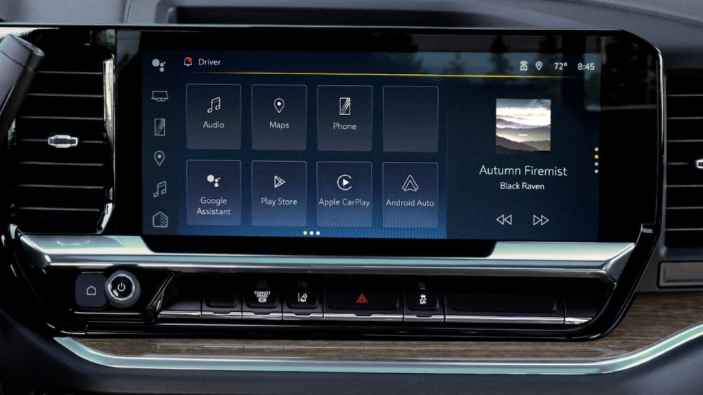 2026 Chevrolet Silverado Infotainment Screen with Apple CarPlay and Android Auto Buttons