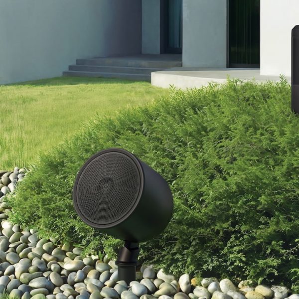 KEF P6Q Outdoor Speakers Black Installed Outside