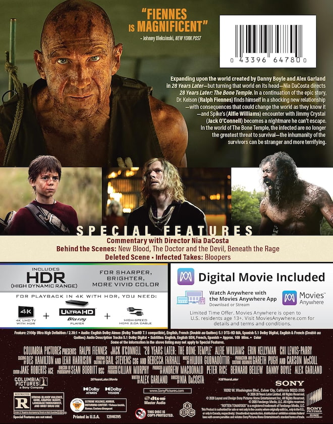 28 Years Later: The Bone Temple 4K UHD Blu-ray Steelbook Back Cover
