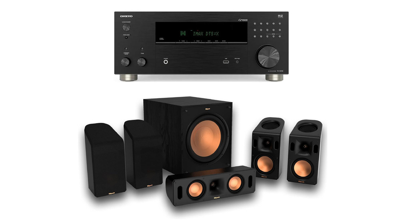 Onkyo/Klipsch A/V receiver and speakers combo bundle.