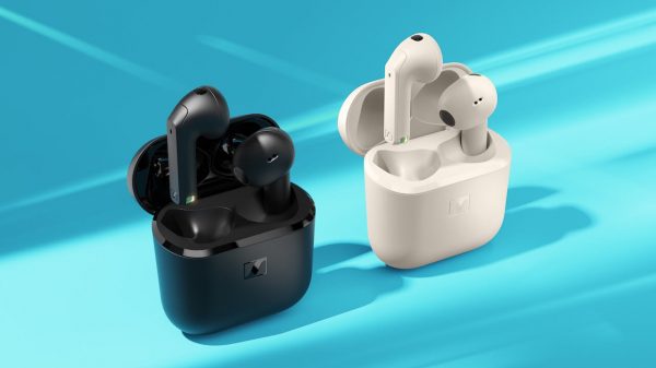 Sennheiser Accentum Open Earbuds with case in black and cream