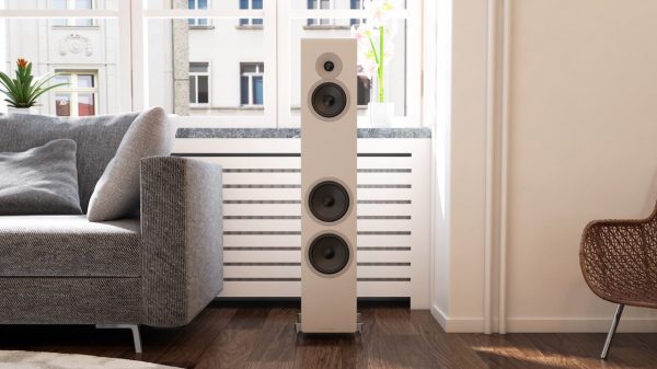 Acoustic Energy AE320-2 Floorstanding Loudspeakers in White Front Lifestyle