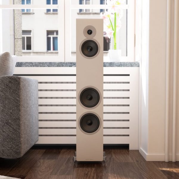 Acoustic Energy AE320-2 Floorstanding Loudspeakers in White Front Lifestyle
