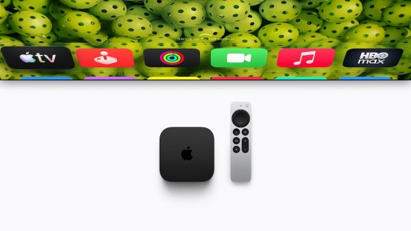 2026 Apple TV 4K Top View with Partial Screen