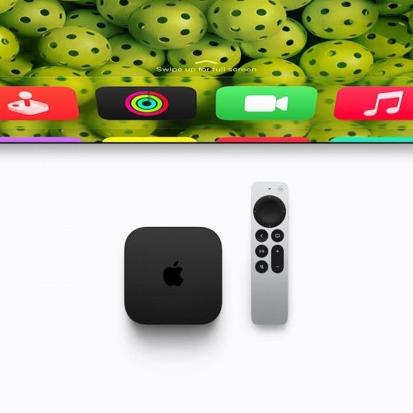 2026 Apple TV 4K Top View with Partial Screen