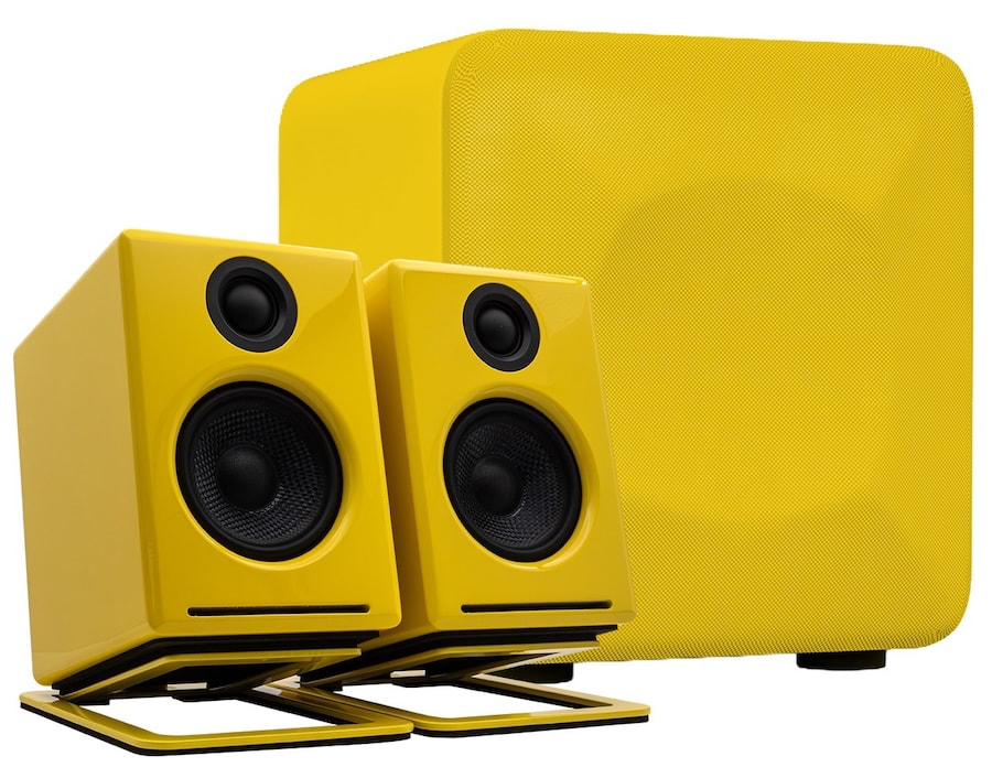 audioengine-a2-plus-gen3-yellow-with-subwoofer