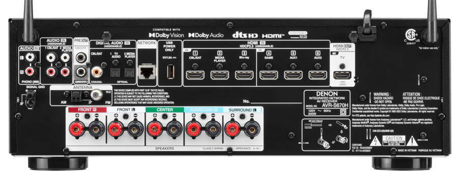 Denon AVR-S670H- Rear