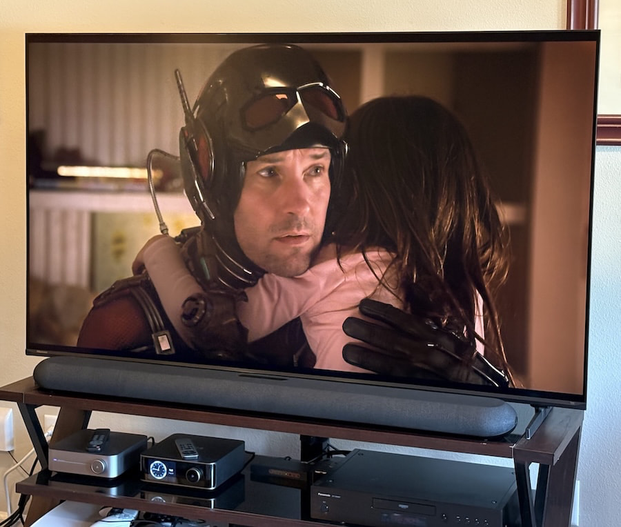 bluesound-pulse-cinema-soundbar-under-tv-front-angle
