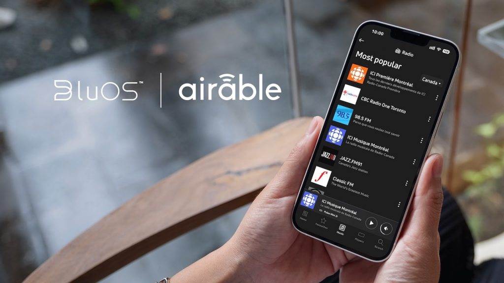 BluOS App with airable podcast and internet radio integration