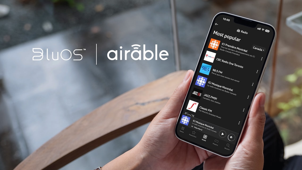 BluOS App with airable podcast and internet radio integration
