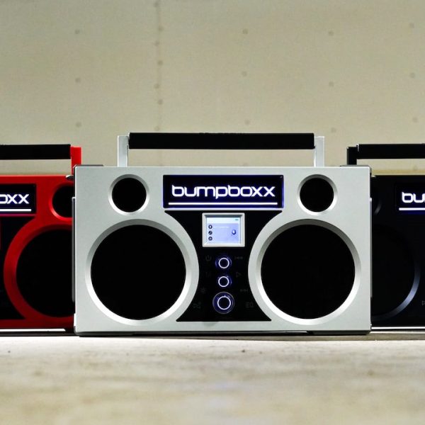 Bumpboxx Retroboom Portable Boombox in Red, Silver, Black