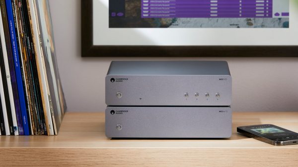 Cambridge Audio MXW70 Amplifier atop MXN10 Streamer Lifestyle