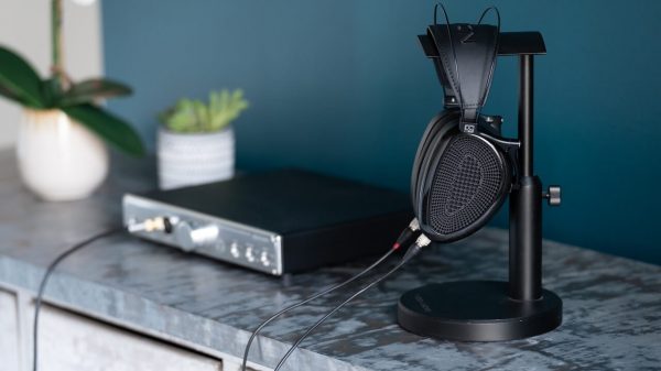 Dan Clark Audio Noire XO Open-back Headphones on stand lifestyle