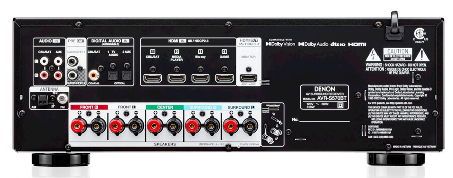 Denon AVR-S570BT- Rear