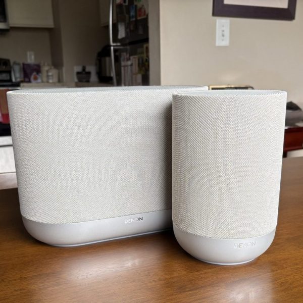 Denon Home 400 and Home 200 wireless smart speakers white