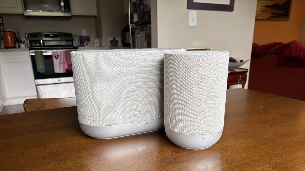 Denon Home 400 and Home 200 wireless smart speakers white