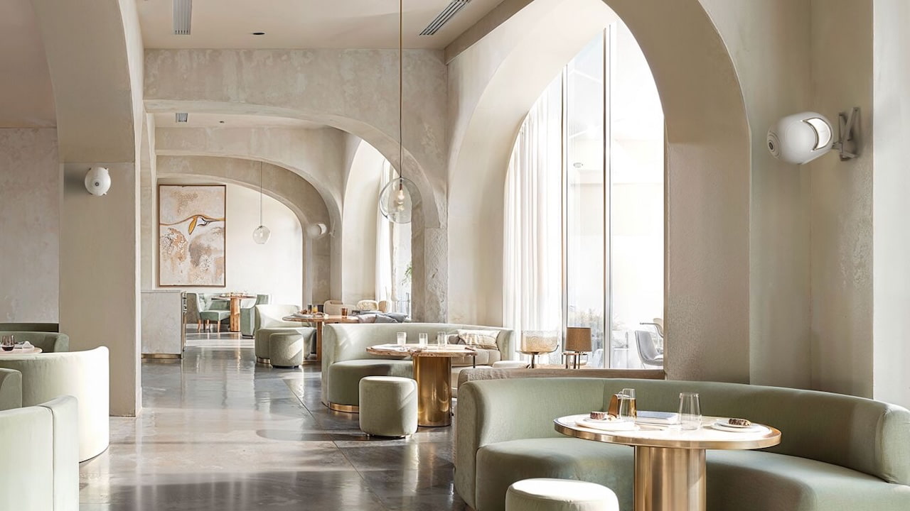 Devialet Phantom Ultimate CI 108 dB Wireless Speakers in Restaurant
