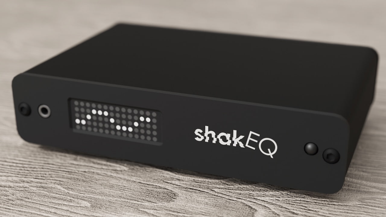 DSPeaker ShakEQ tactile-transducer processor viewed from the front and above