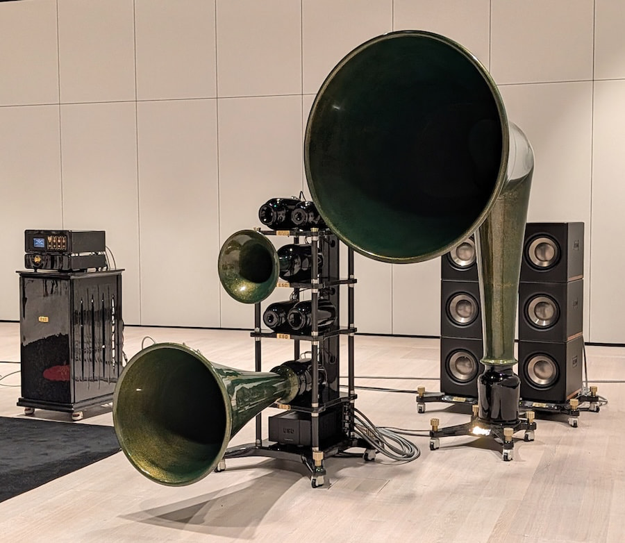 Right side of ESD Super Acoustic Dragon Horn Loudspeaker System at HIGH END Vienna 2026