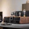 2026 Feliks Audio EOS Tube Amplifier Walnut Lifestyle with Meze Headphones